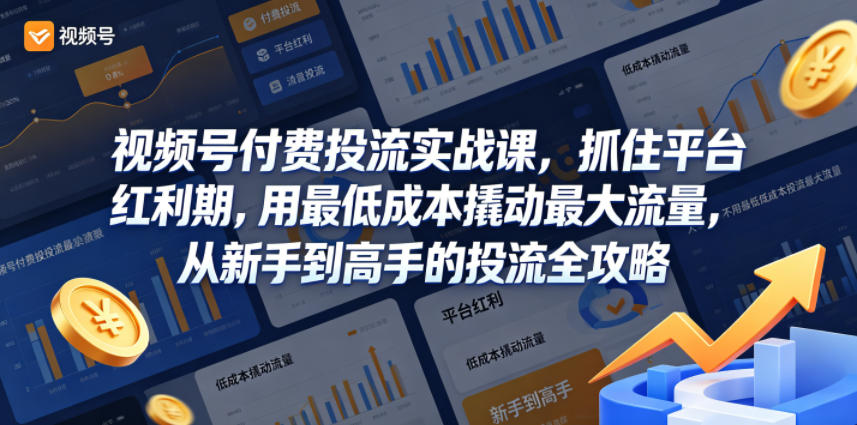 视频号付费投流实战课，抓住平台红利期，用最低成本撬动最大流量，从新手到高手的投流全攻略-皮皮网创