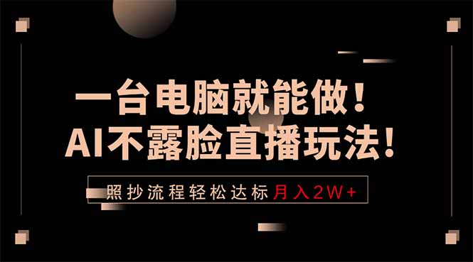 一台电脑就能做!AI不露脸直播玩法,照抄流程轻松达标月入2W+-皮皮网创
