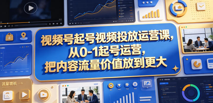 视频号起号视频投放运营课，从0-1起号运营，把内容流量价值放到更大-皮皮网创