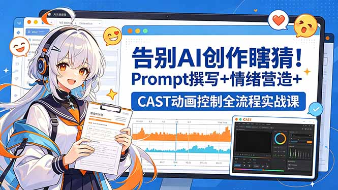 告别AI创作瞎猜！Prompt撰写+情绪营造+CAST动画控制全流程实战课-皮皮网创