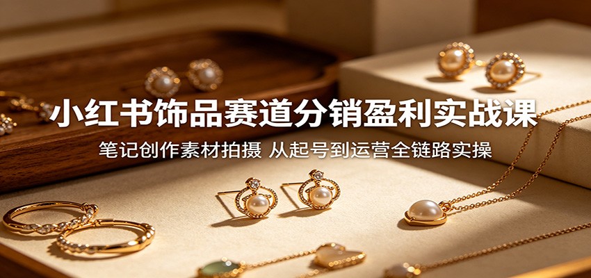 小红书饰品赛道分销盈利实战课：笔记创作素材拍摄，从起号到运营全链路实操-皮皮网创
