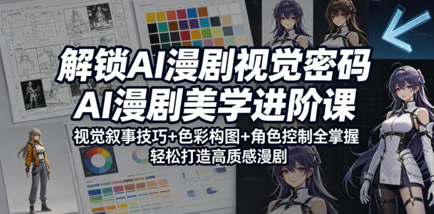 解锁AI漫剧视觉密码，AI漫剧美学进阶课，视觉叙事技巧+色彩构图+角色控制全掌握，轻松打造高质感漫剧-皮皮网创