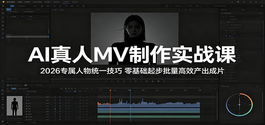 AI真人MV制作实战课：2026专属人物统一技巧，零基础起步批量高效产出成片-皮皮网创
