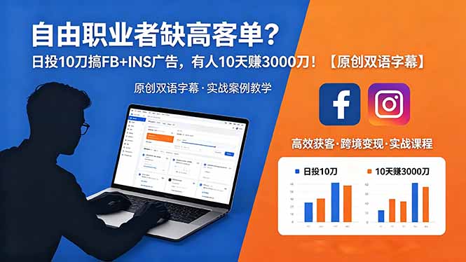 自由职业者缺高客单？日投 10 刀搞 FB+INS 广告，有人 10 天赚 3000 刀！【原创双语字幕】-皮皮网创