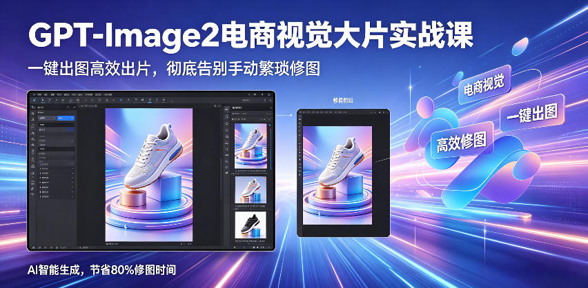 GPT-Image2电商视觉大片实战课，一键出图高效出片，彻底告别手动繁琐修图-皮皮网创