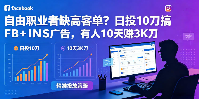 自由职业者缺高客单？日投10刀搞FB+INS广告，有人10天赚3K刀！【原创双语字幕】-皮皮网创