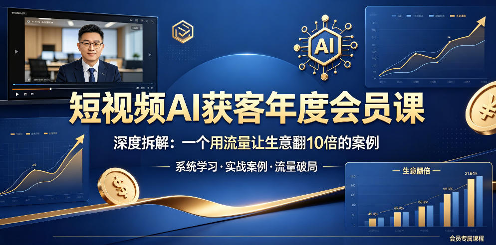 短视频AI获客年度会员课，深度拆解，一个用流量让生意翻10倍的案例-皮皮网创
