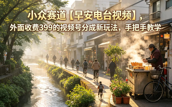 小众赛道【早安电台视频】,外面收费399的视频号分成新玩法,手把手教学-皮皮网创