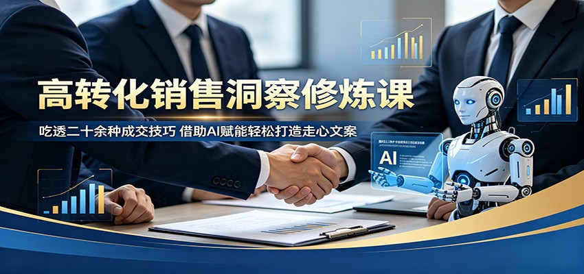 高转化销售洞察修炼课:吃透二十余种成交技巧,借助AI赋能轻松打造走心文案-皮皮网创
