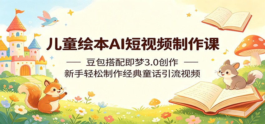 儿童绘本AI短视频制作课:豆包搭配即梦3.0创作,新手轻松制作经典童话引流视频-皮皮网创