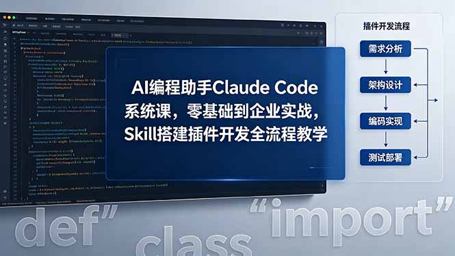 AI 编程助手 Claude Code 系统课，零基础到企业实战，Skill 搭建插件开发全流程教学-皮皮网创