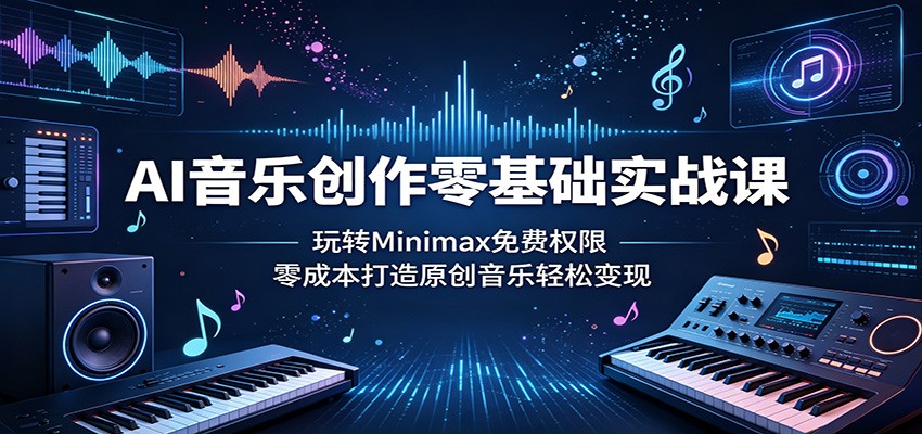 AI音乐创作零基础实战课：玩转Minimax免费权限，零成本打造原创音乐轻松变现-皮皮网创
