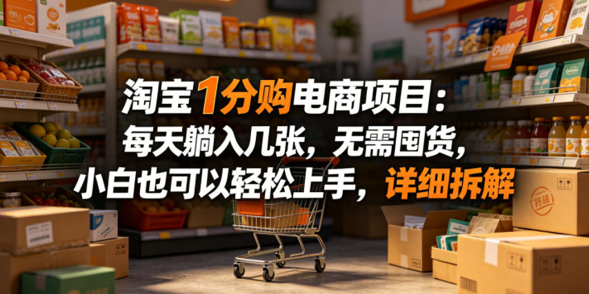 淘宝1分购电商项目:每天躺入几张,无需囤货,小白也可以轻松上手,详细拆解-皮皮网创