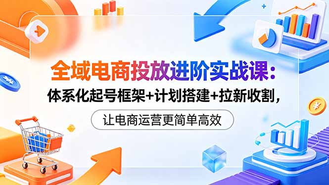 全域电商投放进阶实战课：体系化起号框架+计划搭建+拉新收割，让电商运营更简单高效-皮皮网创