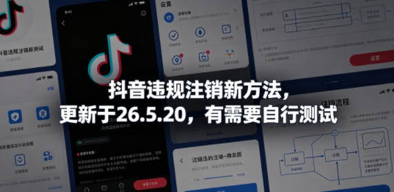 抖音违规注销新方法，更新于26.5.20，有需要自行测试-皮皮网创