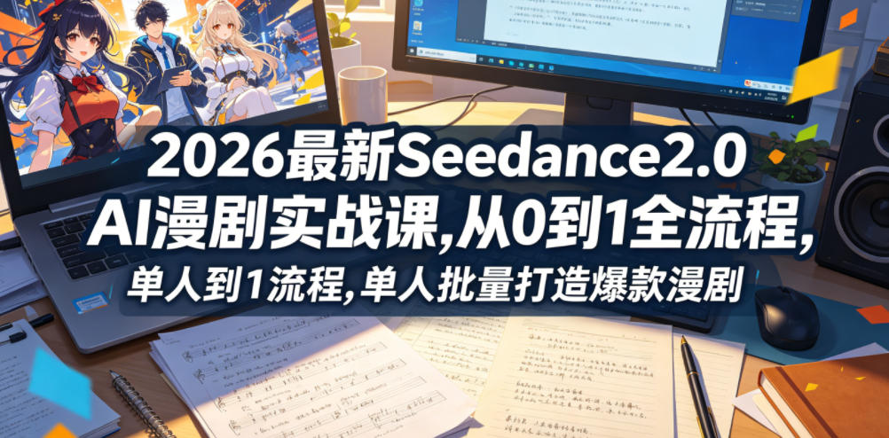 2026最新Seedance2.0 AI漫剧实战课,,从0到1全流程,单人批量打造爆款漫剧-皮皮网创