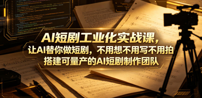 AI短剧工业化实战课,让AI替你做短剧,不用想不用写不用拍,搭建可量产的AI短剧制作团队-皮皮网创