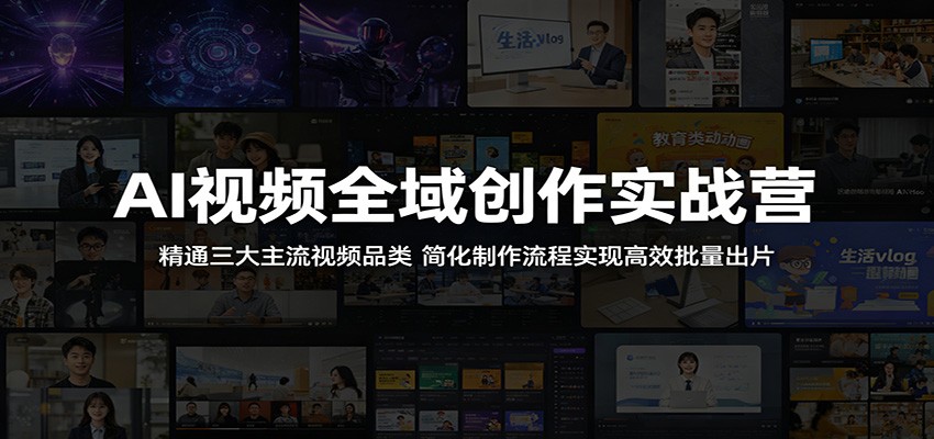 AI视频全域创作实战营：精通三大主流视频品类，简化制作流程实现高效批量出片-皮皮网创