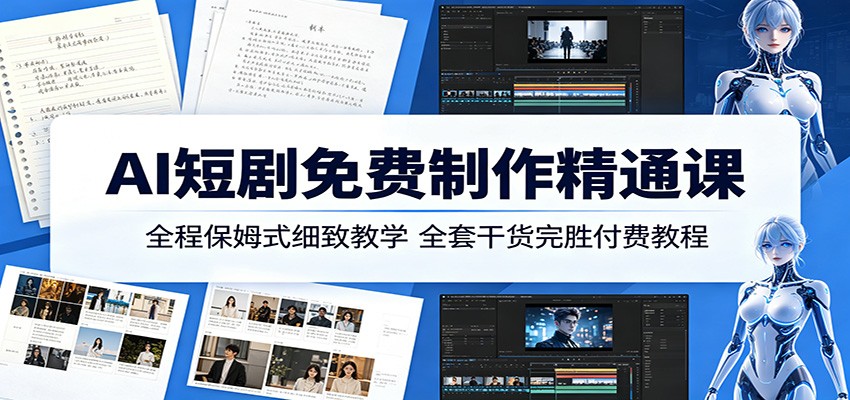 AI短剧免费制作精通课：全程保姆式细致教学，全套干货完胜付费教程-皮皮网创
