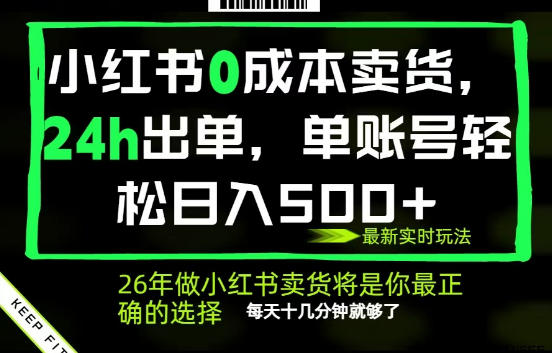 小红书0成本AI卖货，24小时出单，全流程托管，保底日入500+，每天十几分钟就够了【揭秘】-皮皮网创