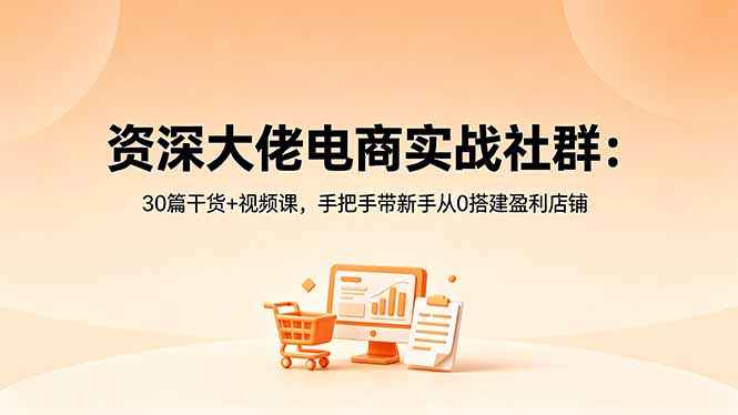 资深大佬电商实战社群:30篇干货+视频课,手把手带新手从0搭建盈利店铺-皮皮网创