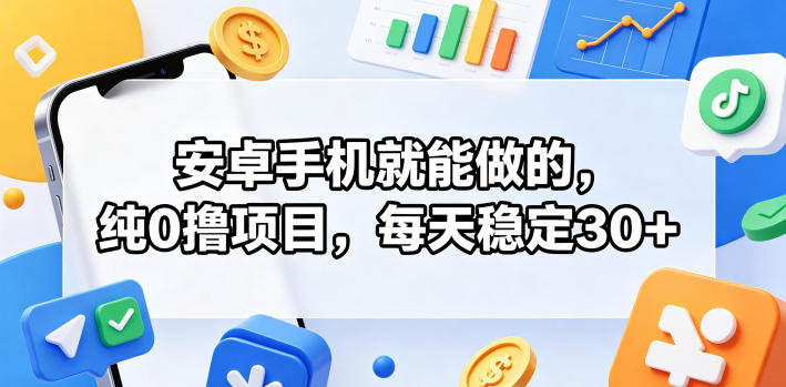 安卓手机就能做的，纯0撸项目，每天稳定30+-皮皮网创