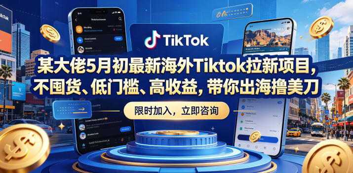 某大佬5月初最新海外Tiktok拉新项目,不囤货、低门槛、高收益,带你出海撸美刀-皮皮网创
