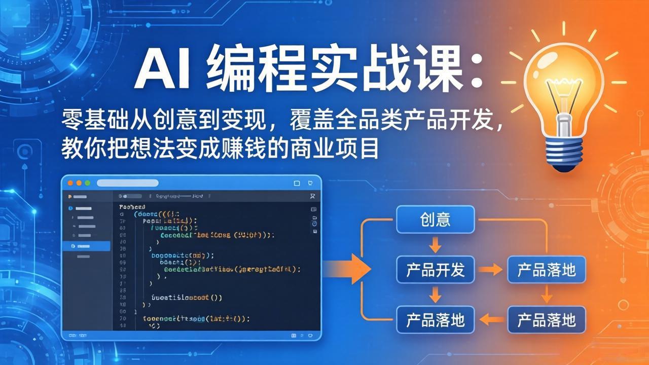 AI编程实战课-第三期-5月19更新：零基础从创意到变现，覆盖全品类产品开发，把想法变成赚钱项目-皮皮网创