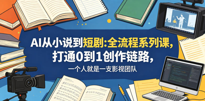 AI从小说到短剧全流程系列课,打通0到1创作链路,一个人就是一支影视团队-皮皮网创