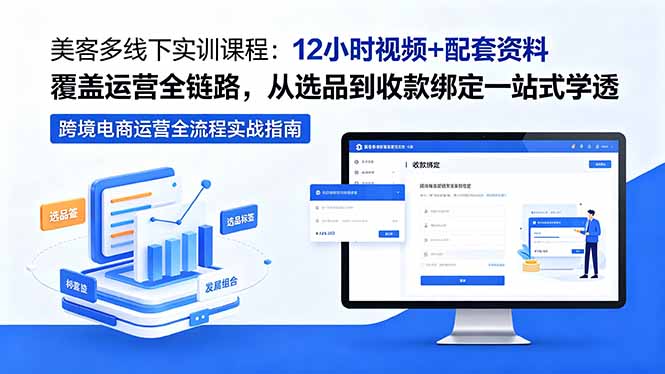 美客多线下实训课程:12小时视频+配套资料覆盖运营全链路,从选品到收款绑定一站式学透-皮皮网创