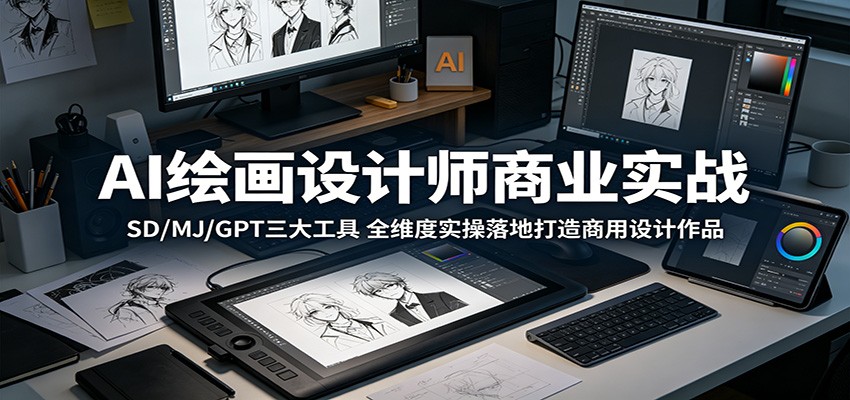 AI绘画设计师商业实战：SD/MJ/GPT三大工具，全维度实操落地打造商用设计作品-皮皮网创