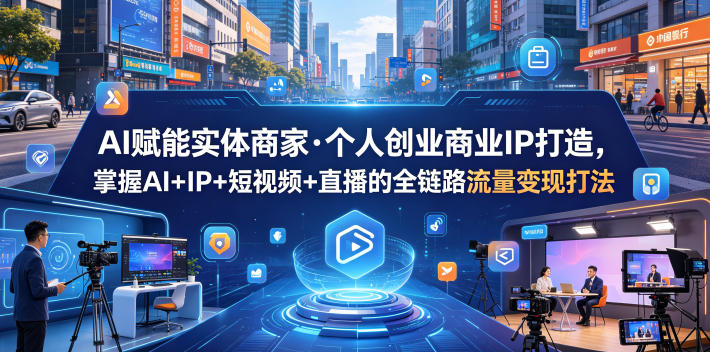 AI赋能实体商家·个人创业商业IP打造，掌握AI+IP+短视频+直播的全链路流量变现打法-皮皮网创