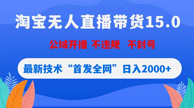 淘宝无人直播带货15.0，不封号，不违规，公域玩法，首发全网日入2000+-皮皮网创