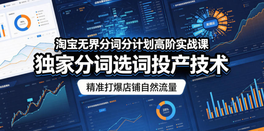 淘宝无界分词分计划高阶实战课，独家分词选词投产技术，精准打爆店铺自然流量-皮皮网创
