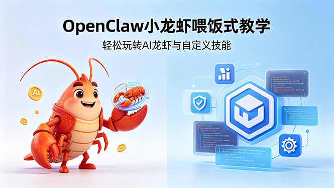 不用懂技术！OpenClaw小龙虾喂饭式教学，轻松玩转AI龙虾与自定义技能 (5月22更新-皮皮网创