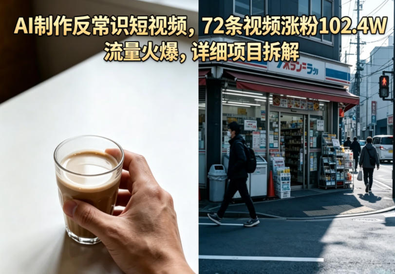AI制作反常识短视频，72条视频涨粉102.4W，流量火爆，详细项目拆解-皮皮网创