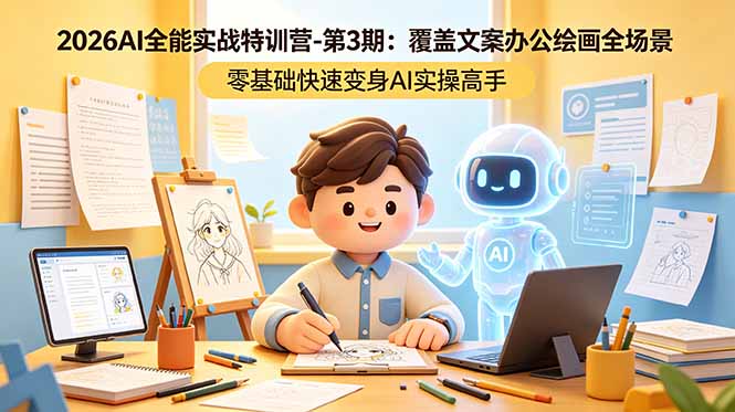 2026AI全能实战特训营-第3期:覆盖文案办公绘画全场景 零基础快速变身AI实操高手-皮皮网创