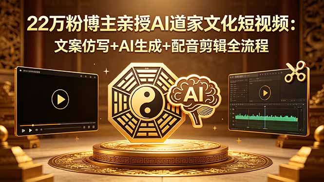 22万粉博主亲授AI道家文化短视频：文案仿写+AI生成+配音剪辑全流程-皮皮网创