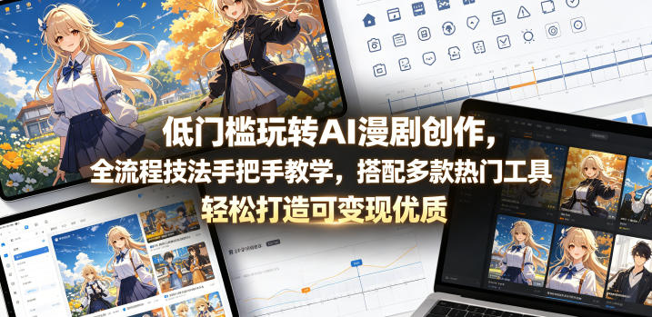 低门槛玩转AI漫剧创作，全流程技法手把手教学，搭配多款热门工具，轻松打造可变现优质作品-皮皮网创