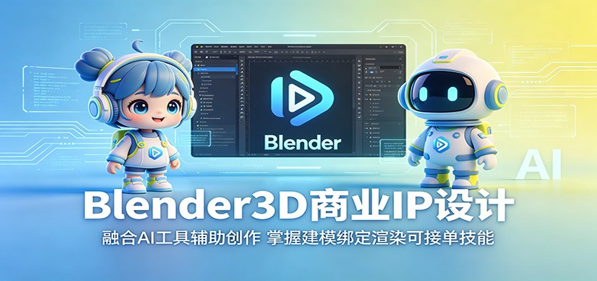Blender3D商业IP设计:融合AI工具辅助创作,掌握建模绑定渲染可接单技能-皮皮网创
