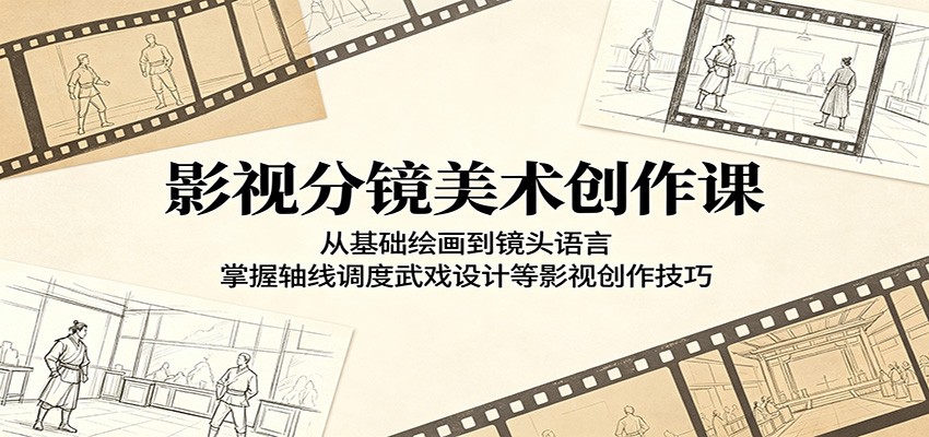 影视分镜美术创作课：从基础绘画到镜头语言，掌握轴线调度武戏设计等影视创作技巧-皮皮网创