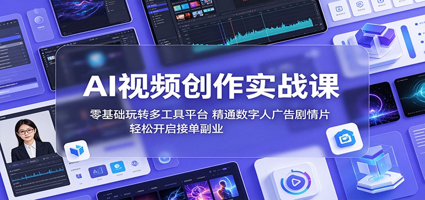 AI视频创作实战课:零基础玩转多工具平台,精通数字人广告、剧情片,轻松开启接单副业-皮皮网创