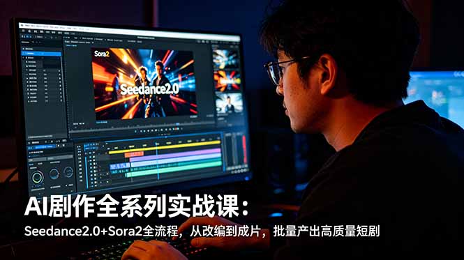 AI剧作全系列实战课：Seedance2.0+Sora2全流程，从改编到成片，批量产出高质量短剧-皮皮网创