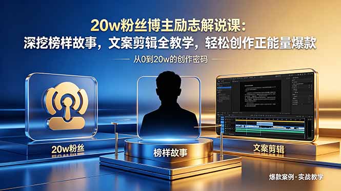 20w粉丝博主励志解说课：深挖榜样故事，文案剪辑全教学，轻松创作正能量爆款-皮皮网创