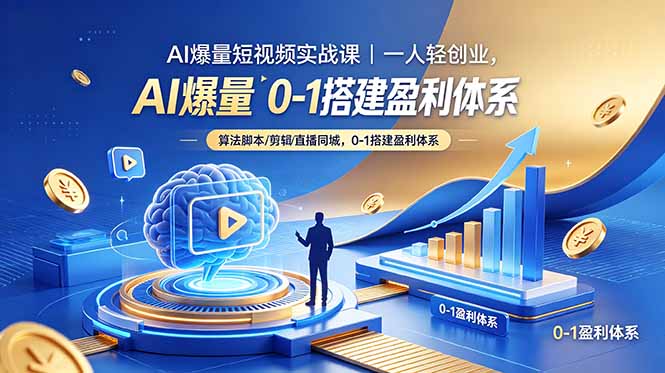 AI爆量短视频实战课｜一人轻创业，算法脚本剪辑直播同城，0-1搭建盈利体系-皮皮网创