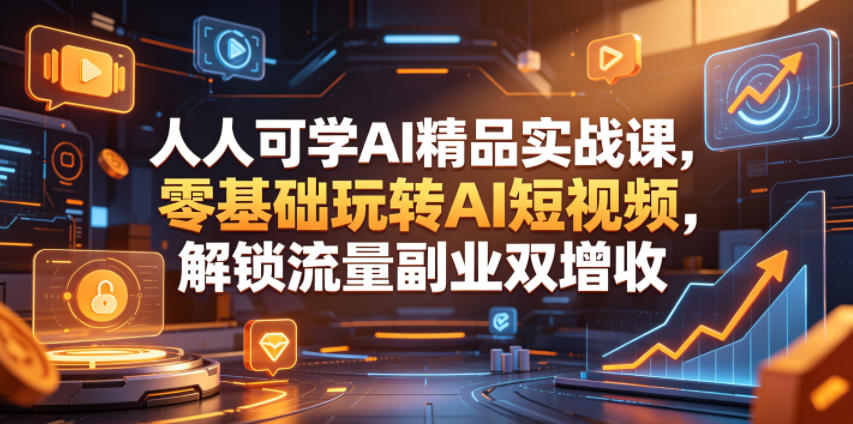 人人可学AI精品实战课，零基础玩转AI短视频，解锁流量副业双增收-皮皮网创