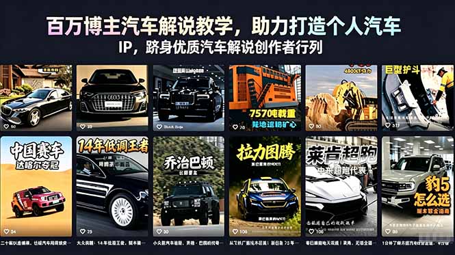 百万博主汽车解说教学，助力打造个人汽车 IP，跻身优质汽车解说创作者行列-皮皮网创