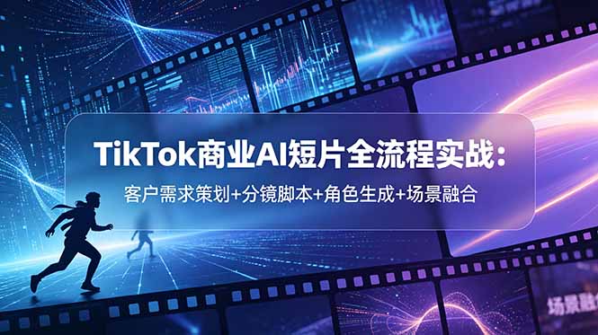 TikTok商业AI短片全流程实战：客户需求策划+分镜脚本+角色生成+场景融合-皮皮网创