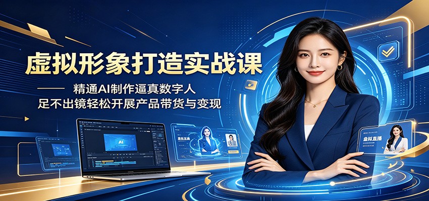 虚拟形象打造实战课:精通AI制作逼真数字人,足不出镜轻松开展产品带货与变现-皮皮网创