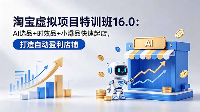 淘宝虚拟项目特训班16.0：AI选品+时效品+小爆品快速起店，打造自动盈利店铺-皮皮网创